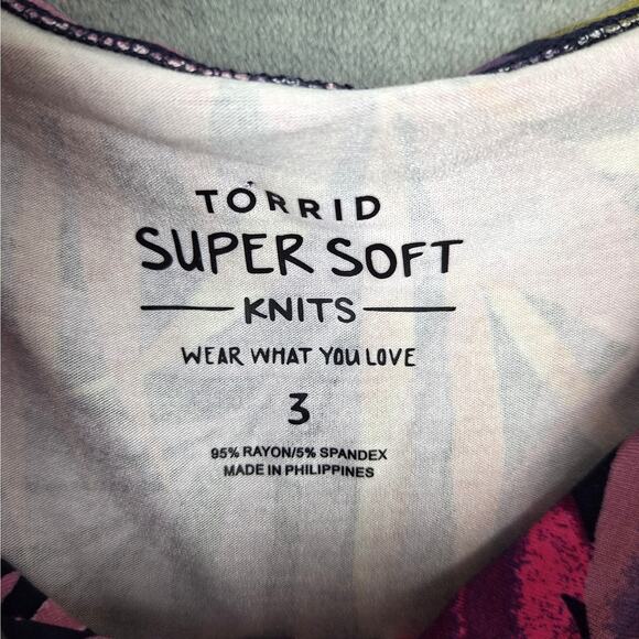 Torrid Top 3X Babydoll Tie‎ Front Off Shoulder Floral Summer Super Soft Knit NWT - Picture 2 of 10